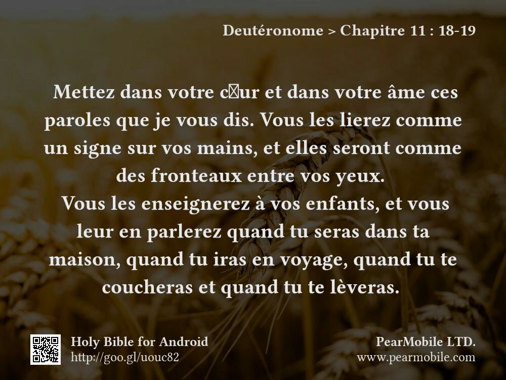 Deutéronome, Chapitre 11:18-19